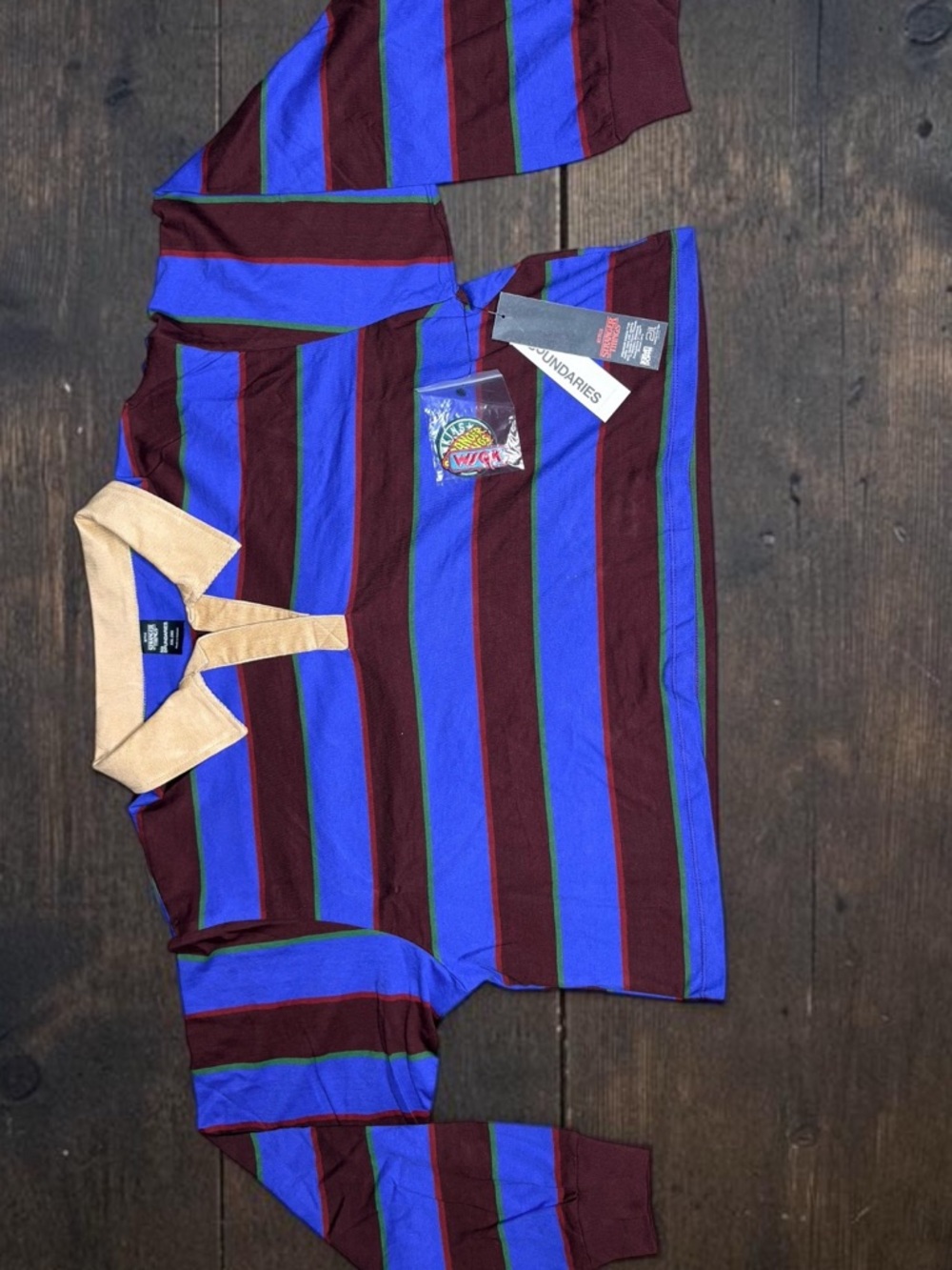 Stranger Things Rugby Shirt XXL Striped Long Sleeve Collared NEW With Tags